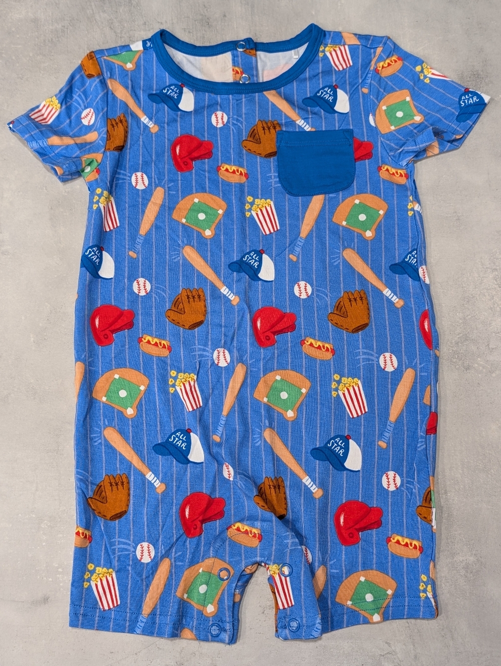 NWOT Little Sleepies All Stars Bamboo Pocket Romper Shorty Size 3T